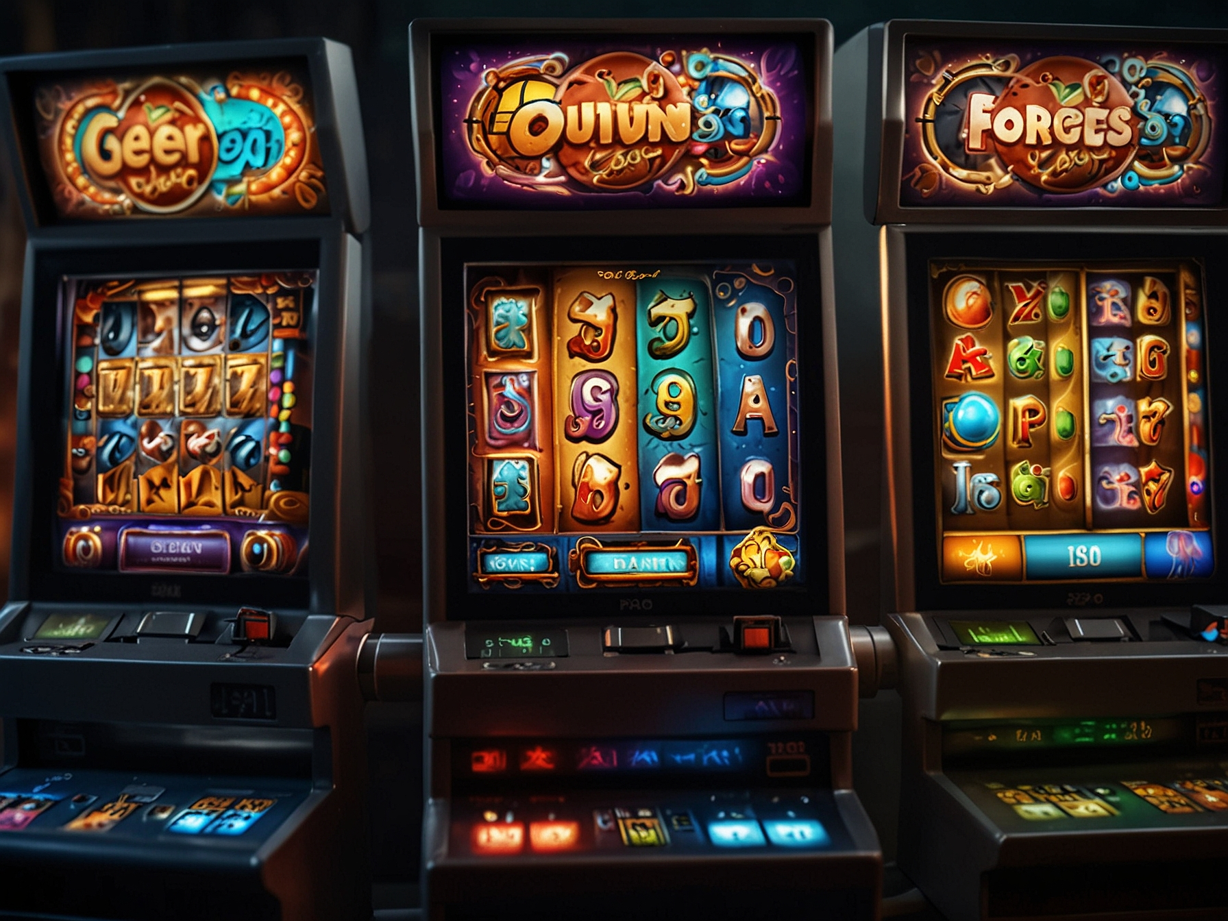 Colorful slot machines and themes