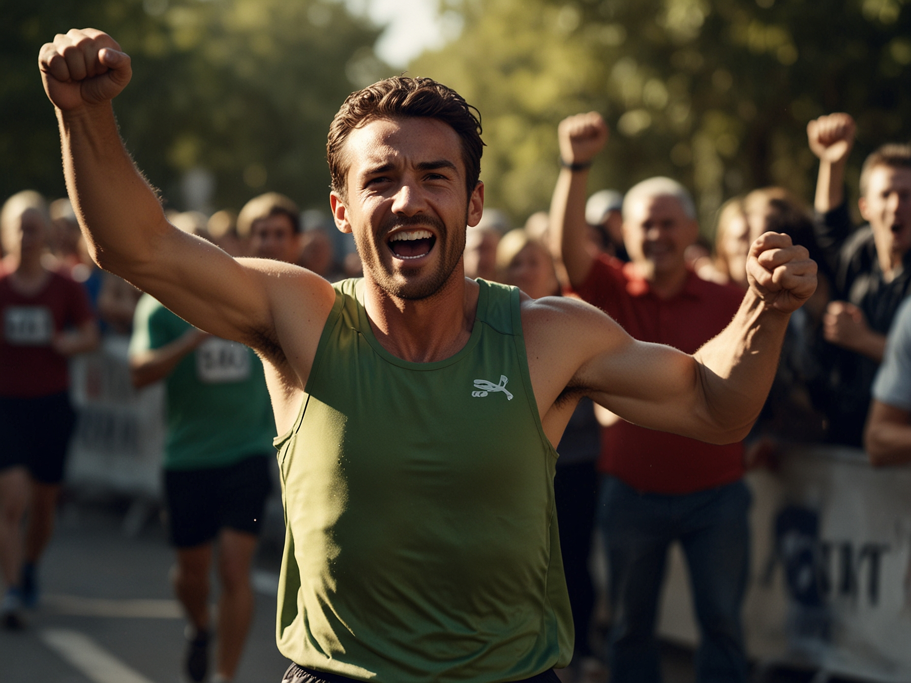 Celebratory athlete with bonus