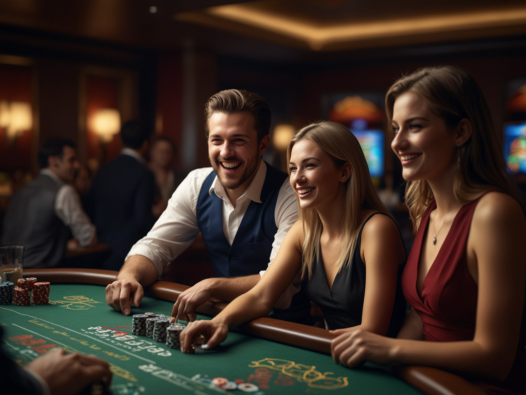 Excited player enjoying casino games